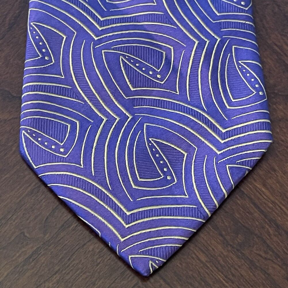 Vintage Amherst & Brock Purple Gold 100% Silk Men’s Neck Tie Made In Italy